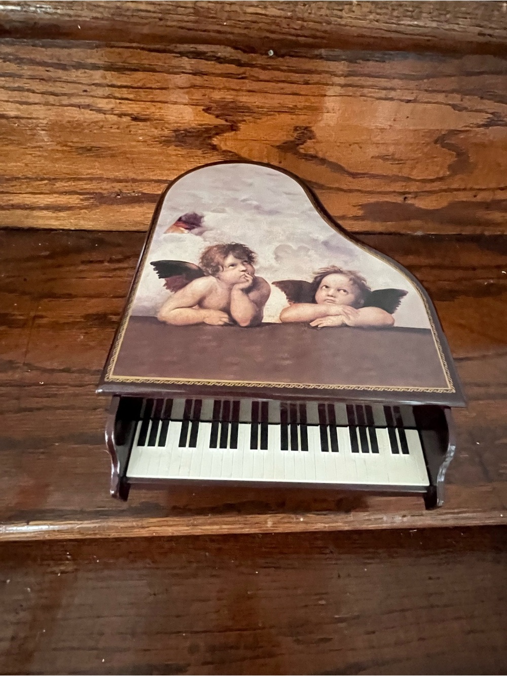 Grand Piano Jewelry Box Music Box Wind Beneath My Wings Cherub Lid